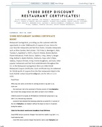 Restuarant Certificates