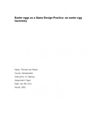 Easter Eggs As A Game Design Practice: An Easter Egg Taxonomy