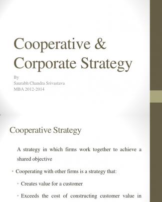 Cooperative & Corporate Strategy