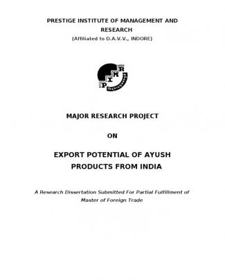 Export Potential Of Ayush Products