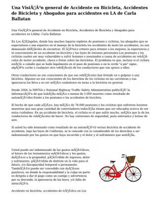 Una Visión General De Accidente En Bicicleta, Accidentes De Bicicleta Y Abogados Para Accidentes En La De Carla Ballatan