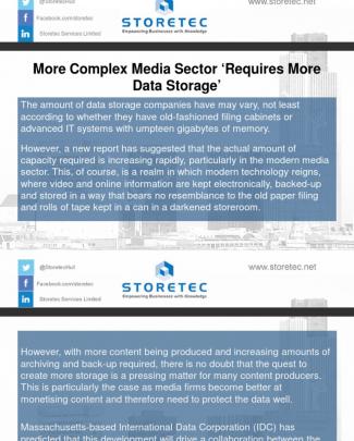 More Complex Media Sector ‘requires More Data Storage’