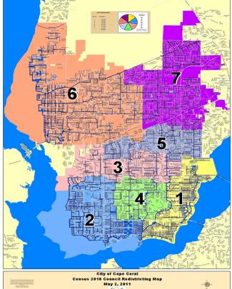 Cape Coral City Council District Map