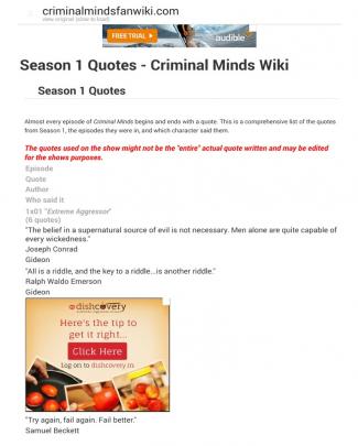 Season 1 Quotes - Criminal Minds Wiki