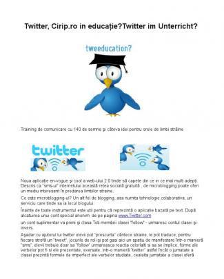 Twitter, Cirip.ro în Educaţie?