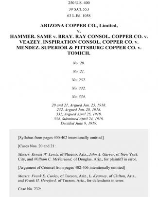 Arizona Employers'liability Cases, 250 U.s. 400 (1919)