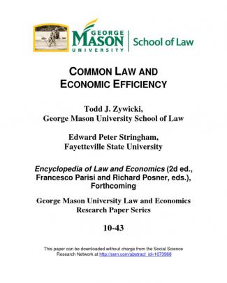 Common Law And Economic Efficiency
