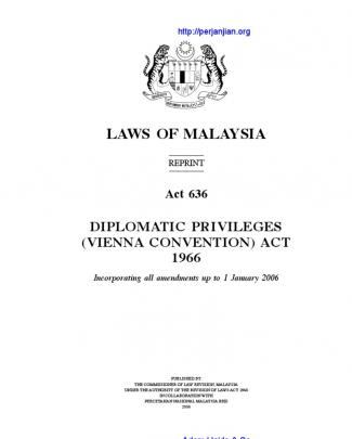 Act 636 Diplomatic Privileges Vienna Convention Act 1966