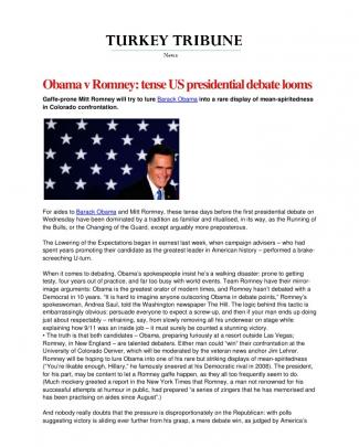 Obama V Romney Tense Us Presidential Debate Looms