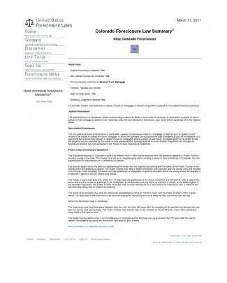 Colorado Foreclosure Law Summary