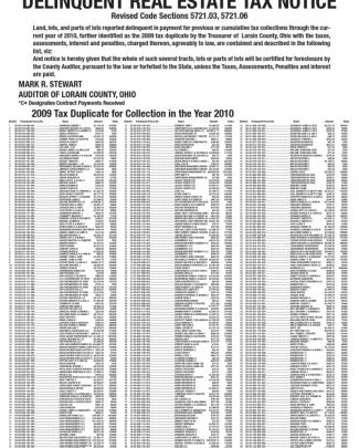 Delinquent Real Estate Taxes 2010