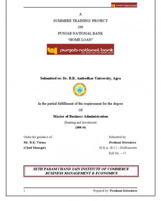 Pnb Home Loan Project  Report Prashant Srivastava