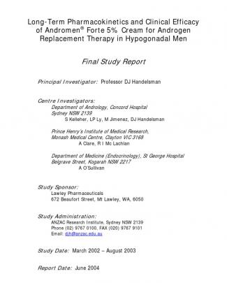 Bioidentical Andromen Testosterone Cream Final Study Report