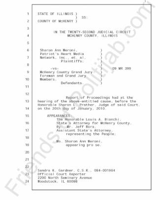 Meroni V Mchenry County - 09mr399 - Official Transcript - 1-20-10
