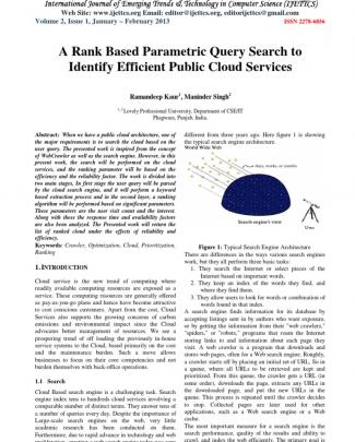 A Rank Based Parametric Query Search To  Identify Efficient Public Cloud Services