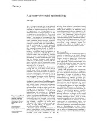 A Glossary Of Epidemiologia Social