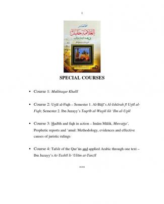 Special Courses
