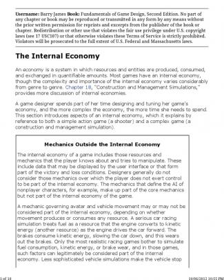 Fundamentals Game Design Ch10 Internal Economies