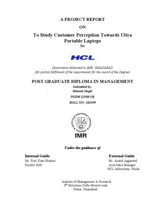 Project Report On Hcl Mileap Laptops