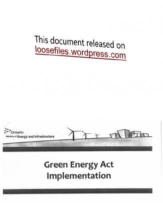Ontario Green Energy Act Briefing Notes