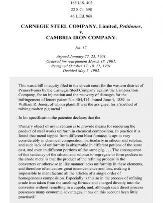 Carnegie Steel Co. V. Cambria Iron Co., 185 U.s. 403 (1902)