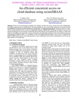 An Efficient Concurrent Access On Cloud Database Using Securedbaas