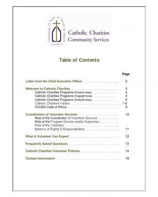 Volunteer Manual Catholic Charities Community Services Phoenix