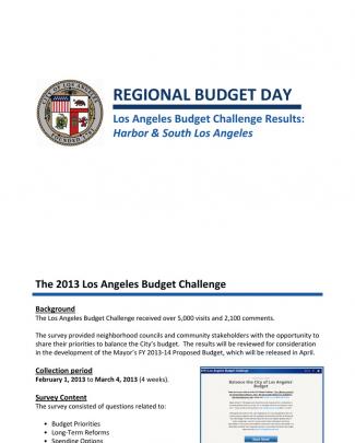 2013 Los Angeles Budget Survey Results