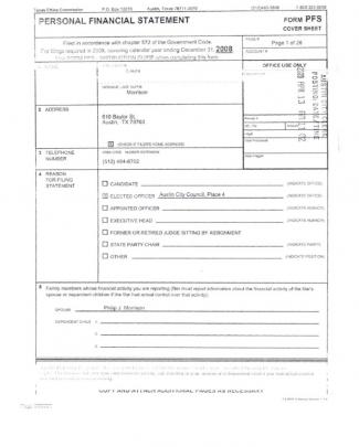 Austin City Council Member Laura Morrison's Personal Financial Disclosure, Filed April 2009 (part 1)