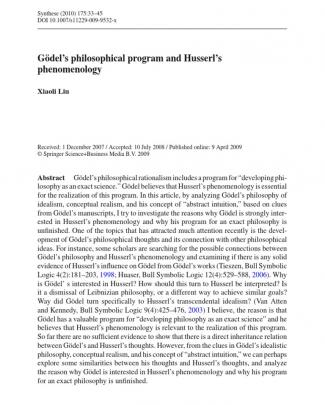 Godel's Philosophical Program And Husserl's Phenomenology