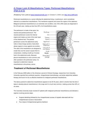 A Closer Look At Mesothelioma Types: Peritoneal Mesothelioma (part 2 Of 3)