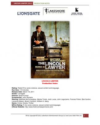 Lincoln Lawyer Notes