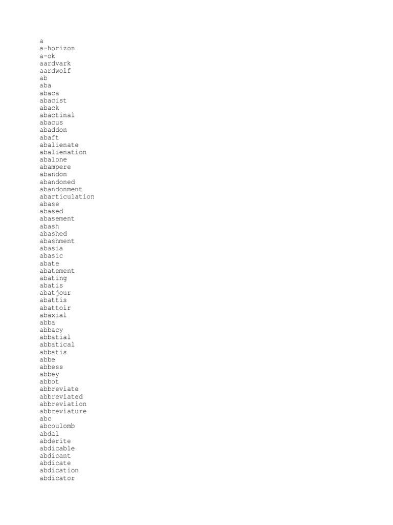 Complete English Vocabulary List - ID:5c10ed2fd448f