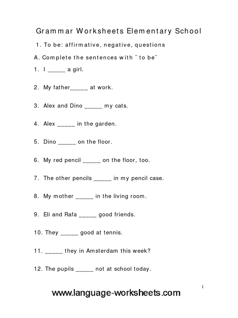 Worksheets Elementary English
