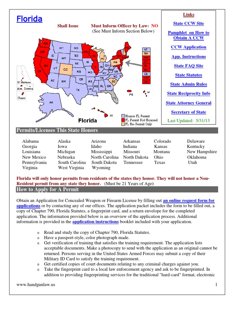 florida handgun duty to inform laws